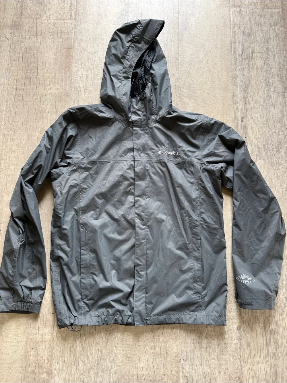 Columbia Men's Dark Gray Hooded Rain Shell